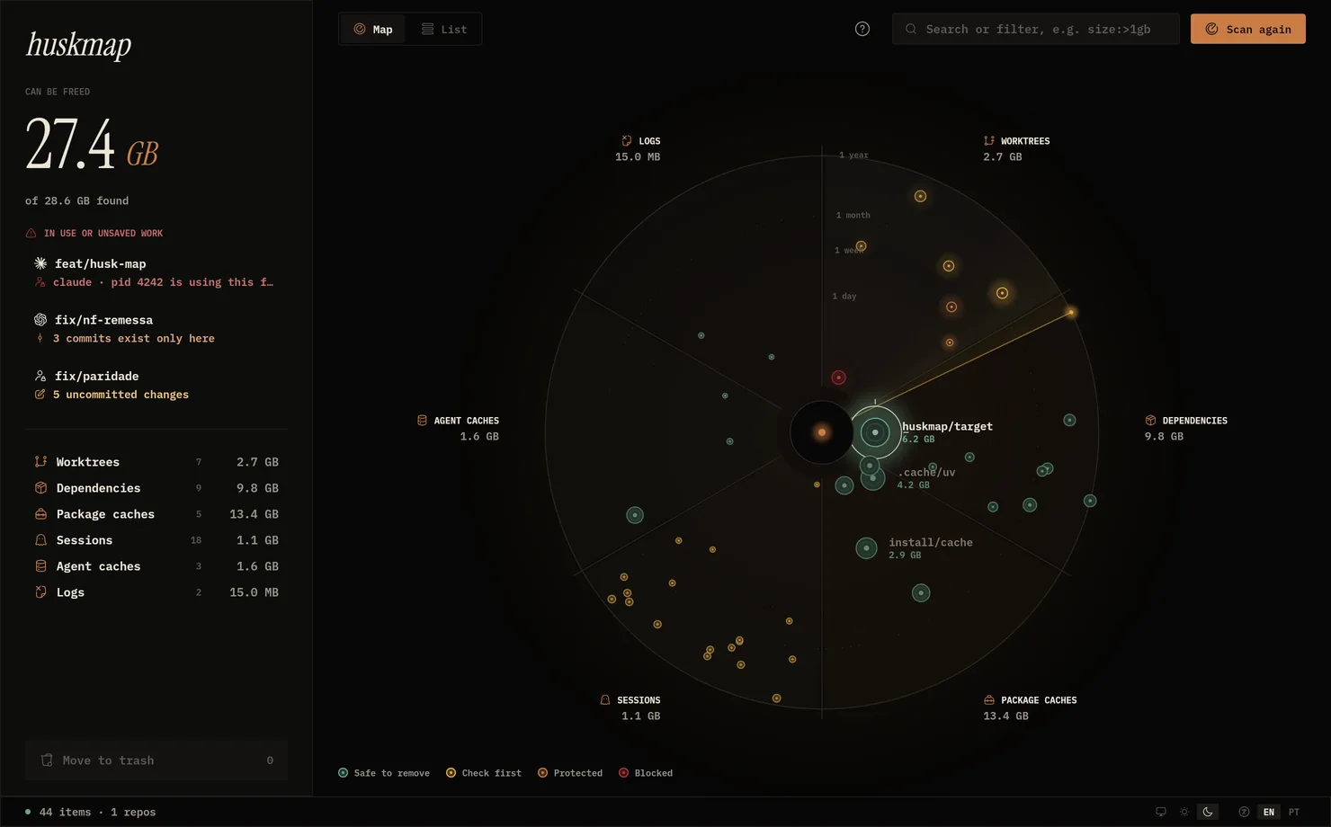 huskmap in the dark theme