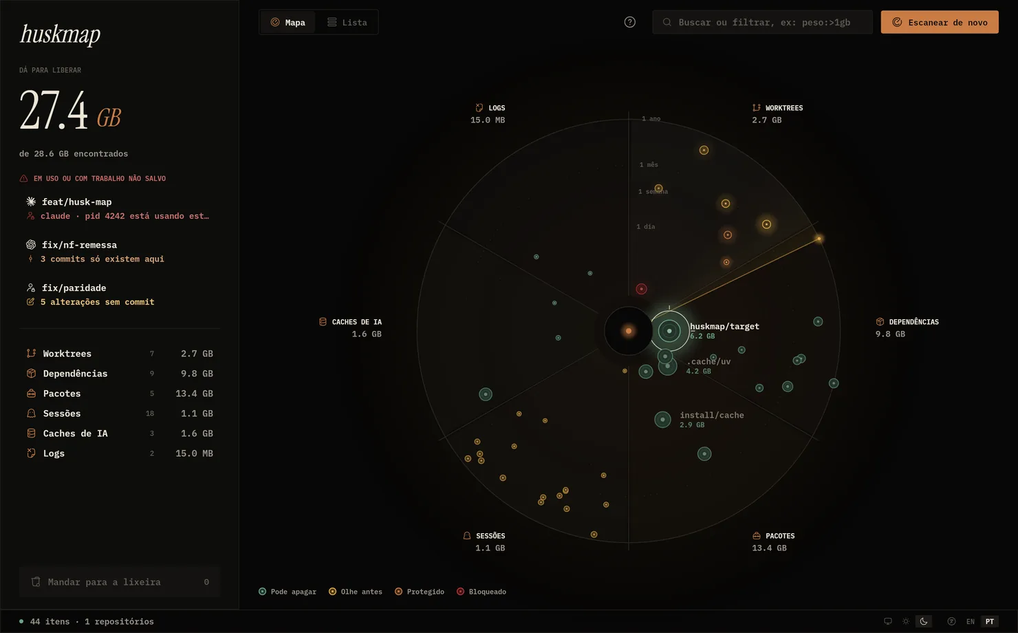 huskmap no tema escuro